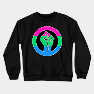 Black Lives Matter Fist Circled LGBTQ Flag Polysexual Crewneck Sweatshirt